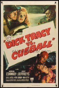 3g201 DICK TRACY VS CUEBALL style A 1sh '46 Morgan Conway vs crazed Dick Wessel!