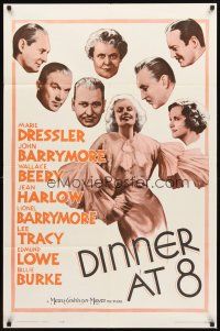 3g206 DINNER AT 8 1sh R62 Jean Harlow, John & Lionel Barrymore, Wallace Beery, Dressler!