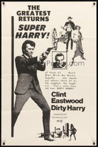 3g208 DIRTY HARRY 1sh R73 Clint Eastwood pointing gun, Don Siegel crime classic!