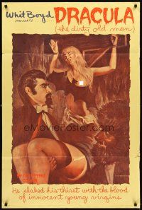 3g213 DRACULA THE DIRTY OLD MAN 1sh '69 vampire Vince Kelly in title role, sexy Vangam art!