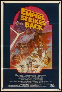 3g220 EMPIRE STRIKES BACK 1sh R82 George Lucas sci-fi classic, cool artwork by Tom Jung!