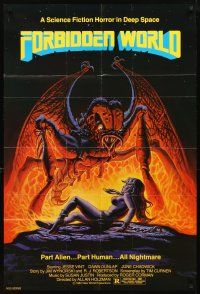 3g249 FORBIDDEN WORLD 1sh '82 Roger Corman, creepy image of alien knock-off, Mutant!