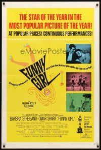 3g263 FUNNY GIRL 1sh '69 Barbra Streisand, Omar Sharif, directed by William Wyler!