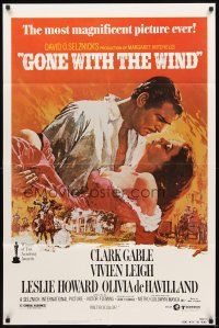 3g291 GONE WITH THE WIND 1sh R80s Clark Gable, Vivien Leigh, Leslie Howard, all-time classic!