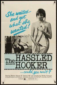3g310 HASSLED HOOKER 1sh '72 ll vero e il falso, sexy naked Shirley Corrigan covered w/towel!