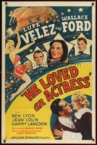 3g314 HE LOVED AN ACTRESS 1sh '38 Stardust, Lupe Velez, Wallace Ford, wonderful artwork!