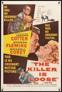 3g405 KILLER IS LOOSE 1sh '56 Budd Boetticher, cop Joseph Cotten uses wife Rhonda Fleming as bait!