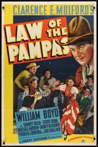 3g426 LAW OF THE PAMPAS style A 1sh '39 William Boyd as Hopalong Cassidy, Sidney Toler, Steffi Duna!