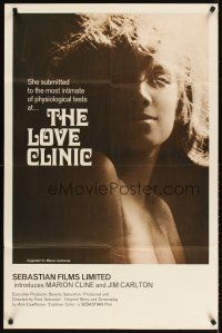 3g467 LOVE CLINIC 1sh '68 Ferd Sebastian directed, great image of sexy Marion Cline!