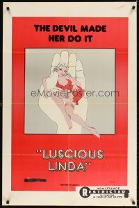 3g485 LUSCIOUS LINDA 1sh '70s art of sexy girl in hand, the Devil made her do it!