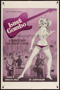 3g486 LUST COMBO 1sh '70 rock 'n' roll sexploitation, a band on a one night stand!
