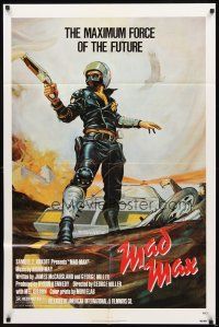 3g491 MAD MAX 1sh R83 art of wasteland cop Mel Gibson, George Miller Australian sci-fi classic!
