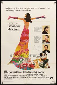 3g499 MAHOGANY 1sh '75 cool art of Diana Ross, Billy Dee Williams, Anthony Perkins, Aumont