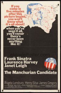 3g507 MANCHURIAN CANDIDATE 1sh '62 art of Frank Sinatra, directed by John Frankenheimer!