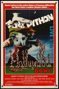 3g527 MONTY PYTHON LIVE AT THE HOLLYWOOD BOWL 1sh '82 great wacky meat grinder image!