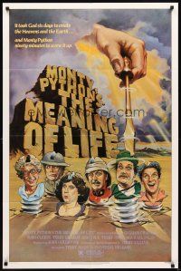 3g528 MONTY PYTHON'S THE MEANING OF LIFE 1sh '83 wacky artwork of the screwy Monty Python cast!