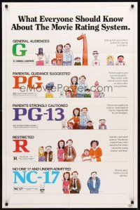 3g537 MOVIE RATING SYSTEM 1sh '90 helpful MPAA guide, cool artwork by Clarke!