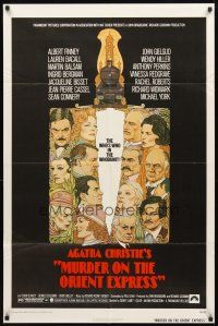 3g538 MURDER ON THE ORIENT EXPRESS 1sh '74 Agatha Christie, great art of cast by Richard Amsel!