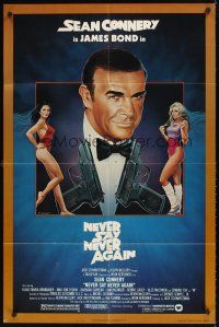 3g555 NEVER SAY NEVER AGAIN 1sh '83 art of Sean Connery as James Bond 007 by Rudy Obrero!