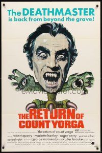 3g690 RETURN OF COUNT YORGA 1sh '71 Deathmaster Robert Quarry, AIP vampires, wild monster art!