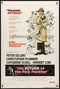 3g697 RETURN OF THE PINK PANTHER style B 1sh '75 Sellers as Inspector Clouseau, the great returns!