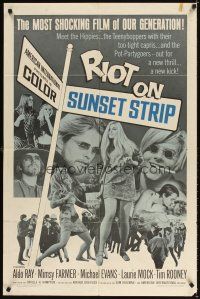 3g705 RIOT ON SUNSET STRIP 1sh '67 hippies with too-tight capris, crazy pot-partygoers!