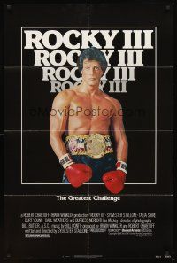 3g720 ROCKY III 1sh '82 great image of boxer & director Sylvester Stallone w/gloves & belt!