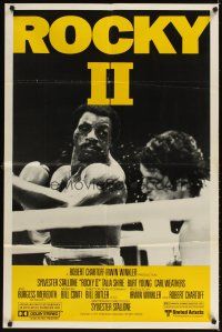 3g717 ROCKY II 1sh '79 Carl Weathers pummels Sylvester Stallone in ring, boxing sequel!