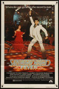 3g742 SATURDAY NIGHT FEVER int'l 1sh '77 image of disco dancer John Travolta & Karen Lynn Gorney!