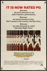 3g743 SATURDAY NIGHT FEVER PG rating style 1sh R1979 best image of disco dancer John Travolta!
