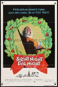 3g781 SILENT NIGHT EVIL NIGHT 1sh '75 this gruesome image will surely make your skin crawl!