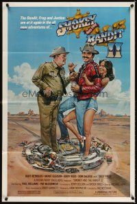 3g792 SMOKEY & THE BANDIT II 1sh '80 Gouzee art of Burt Reynolds, Jackie Gleason & Sally Field!