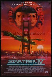 3g823 STAR TREK IV 1sh '86 cool art of Leonard Nimoy & William Shatner by Bob Peak!