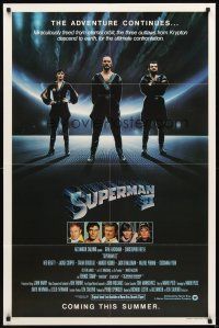 3g845 SUPERMAN II teaser 1sh '81 Christopher Reeve, cool image of villain Terence Stamp!