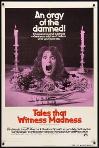 3g860 TALES THAT WITNESS MADNESS 1sh '73 wacky screaming head on food platter horror image!