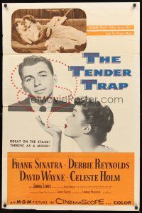 3g872 TENDER TRAP 1sh '55 Frank Sinatra, Debbie Reynolds, Celeste Holm, David Wayne