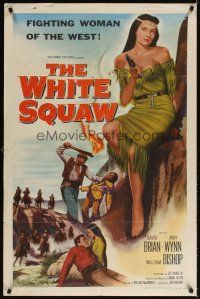 3g970 WHITE SQUAW 1sh '56 sexiest Native American Indian fighting woman pointing gun!