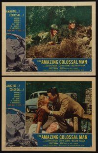 3h857 AMAZING COLOSSAL MAN 2 LCs '57 before he becomes a monster, Glenn Langan kisses Cathy Downs!