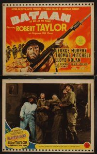 3h067 BATAAN 8 LCs '43 Robert Taylor with rifle in the story of a World War II patrol of 13 heroes!