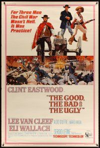 3j245 GOOD, THE BAD & THE UGLY 40x60 '68 Clint Eastwood, Lee Van Cleef, Sergio Leone, cool art!