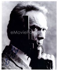 3j167 CLINT EASTWOOD signed w/COA 8x10 REPRO still '85 by Eastwood, great portrait with gun!