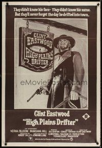 3j395 HIGH PLAINS DRIFTER Aust 1sh '73 classic art of Clint Eastwood holding gun & whip!