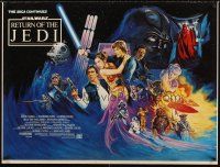 3j142 RETURN OF THE JEDI glossy style British quad '83 Lucas' classic, cool different art by Kirby!
