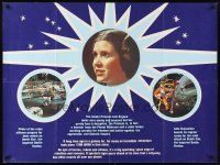 3j038 STAR WARS teaser British quad '77 cool image of Carrie Fisher as Princess Leia!