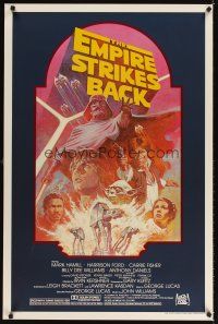 3j113 EMPIRE STRIKES BACK 1sh R82 George Lucas sci-fi classic, cool artwork by Tom Jung!