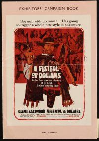 3j178 FISTFUL OF DOLLARS English pressbook '67 Sergio Leone, Clint Eastwood, most dangerous man!