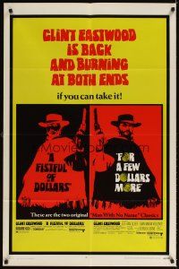 3j222 FISTFUL OF DOLLARS/FOR A FEW DOLLARS MORE 1sh '69 Eastwood is back & burning at both ends!