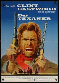 3j413 OUTLAW JOSEY WALES German '76 Clint Eastwood is an army of one, cool double-fisted artwork!