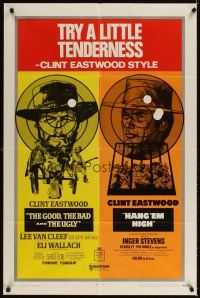 3j259 GOOD, THE BAD & THE UGLY/HANG 'EM HIGH 1sh '69 try some tenderness Clint Eastwood style!