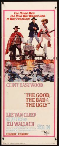 3j247 GOOD, THE BAD & THE UGLY insert '68 Clint Eastwood, Lee Van Cleef, Sergio Leone, cool art!